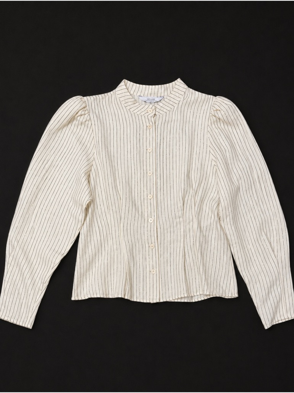 & OTHER STORIES PARIS ATELIER,LONG SLEEVE CREAM BLOUSE WITH SILVER STRIPS.SIZE10